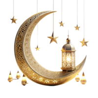 ramadan scene with crescent moon is isolated on transparent background png