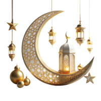 festive ramadan scene with crescent moon is isolated on transparent background png