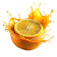 orange Splash Swirling Around Sliced is isolated on transparent background png