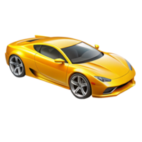 3d wheel yellow car is isolated on transparent background png