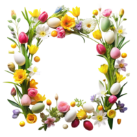spring ester flower corner frame is isolated on transparent background png