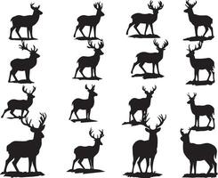 Deer silhouette set with white background vector