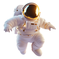 Astronaut in Space Suit Floating in Darkness Isolated on Transparent Background png