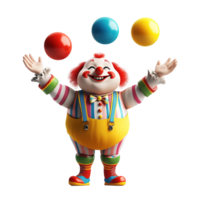 A Happy Clown Juggling Three Colorful Balls Isolated on Transparent Background png