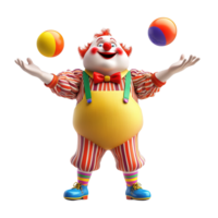 A Cheerful Clown Juggling Colorful Balls Isolated on Transparent Background png