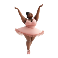 A Joyful Plus Size Ballerina In A Peach Tulle Tutu Isolated on Transparent Background png