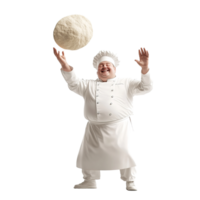 Happy Chef Tosses Dough Ball in Air Isolated on Transparent Background png