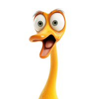 A surprised cartoon bird with large eyes and an open beak, Isolated on Transparent Background png