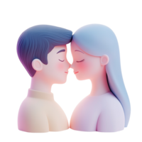 A 3D Rendered Couple Sharing A Tender Kiss Isolated on Transparent Background png