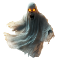 A terrifying ghostly figure floats in darkness Isolated on Transparent Background png