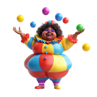 A Joyful Plus Size Clown Juggling Colorful Balls Isolated on Transparent Background png
