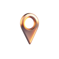 Glowing Metallic Gold Location Pointer Icon Isolated on Transparent Background png