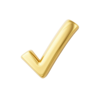 A Golden Three Dimensional Check Mark Symbol Isolated on Transparent Background png