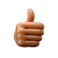 A three dimensional rendering of a thumbs up hand gesture, Isolated on Transparent Background png