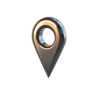 Chrome Location Pointer Three Dimensional Render Isolated on Transparent Background png