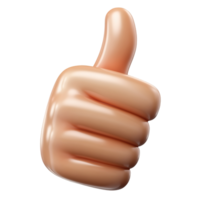 A three dimensional rendering of a thumbs up gesture Isolated on Transparent Background png