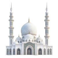 Elegant White Mosque Architectural Design Render Isolated on Transparent Background png