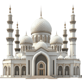 elegant Weiß Moschee architektonisch Design mit golden Akzente isoliert auf transparent Hintergrund png