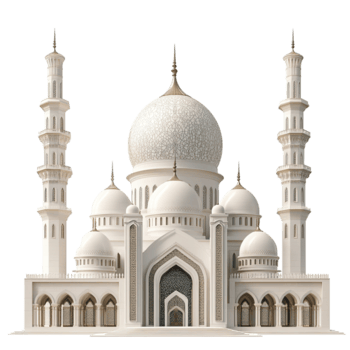 majestätisch Weiß Moschee architektonisch Design Rendern isoliert auf transparent Hintergrund png