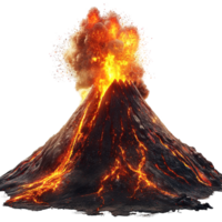 A Volcano Erupts Spewing Lava and Ash into the Air Isolated on Transparent Background png