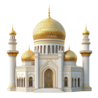 Elegant Mosque Architecture Golden Domes White Walls Isolated on Transparent Background png