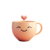 Happy Smiling Coffee Cup With Heart Isolated on Transparent Background png