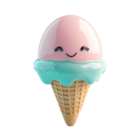 Happy Ice Cream Cone With Pink And Blue Scoops Isolated on Transparent Background png