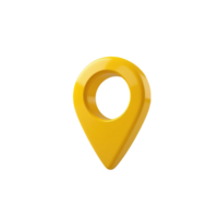 A three dimensional yellow location marker icon Isolated on Transparent Background png