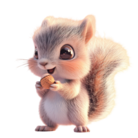 Adorable Cartoon Squirrel Holding Nut Delightfully Isolated on Transparent Background png