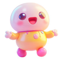 Happy Smiling Cartoon Character in Yellow Jumpsuit Isolated on Transparent Background png