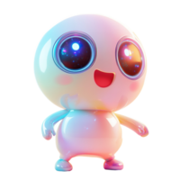 A Happy Little Robot With Galaxy Eyes Isolated on Transparent Background png