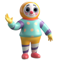A cheerful cartoon clown waves hello happily, Isolated on Transparent Background png