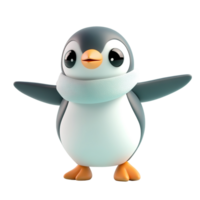 Adorable Penguin Wearing A Scarf Stands With Arms Outstretched Isolated on Transparent Background png