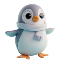 Adorable Cartoon Penguin Wearing A Scarf, Isolated on Transparent Background png