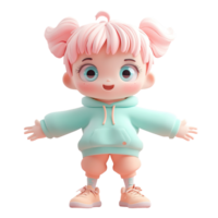 Adorable 3D Render of a Happy Little Girl Isolated on Transparent Background png