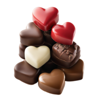 Assorted Heart Shaped Chocolate Candies Arranged in a Pile Isolated on Transparent Background png