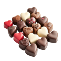 Assorted Heart Shaped Chocolate Candies Displayed Isolated on Transparent Background png