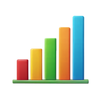 Colorful bar graph with increasing levels on a black background, data visualization concept. png