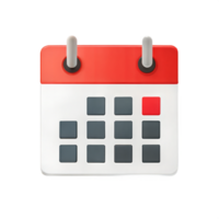 Calendar icon with grey and red squares on a black background, scheduling and planning symbol. png
