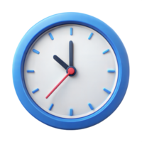 Blue clock icon on a black background, schedule and time management tool. png