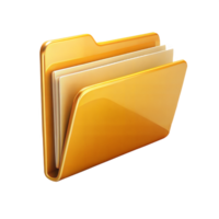 Yellow file folder icon on a black background, digital document and data storage concept. png