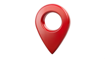 Red map pin icon on a black background, symbol of navigation and location. png