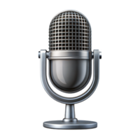 Silver microphone icon on a black background, symbol of sound recording and media. png