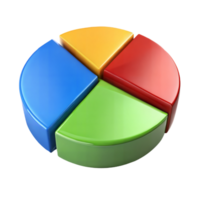 Multicolored pie chart isolated on black, symbolizing data analysis and business reports. png