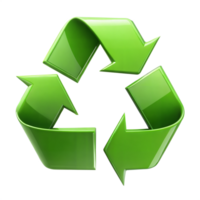 Green recycling symbol on black background, symbolizing eco friendly practices and sustainability. png