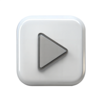 3D square play button icon on black background, symbolizing digital media control and playback. png
