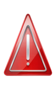 Red exclamation warning triangle isolated on black, symbolizing caution and danger alerts. png