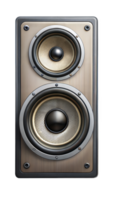 Gray speaker icon with black background symbolizing audio, sound, and media equipment. png