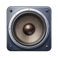 Gray speaker icon isolated on black, symbolizing sound, audio playback, and media devices. png