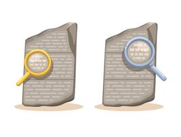 Rosetta Stone with Magnifying Glass Symbol Set Illustration vector